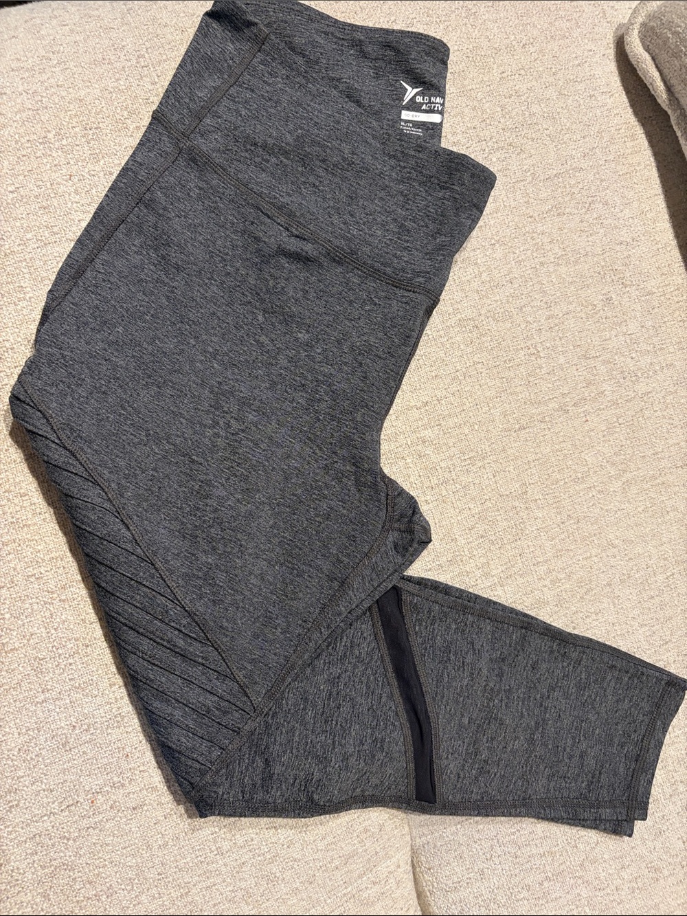 Old Navy Dark Gray Heather Girls' Active Leggings with Side Panel Detail